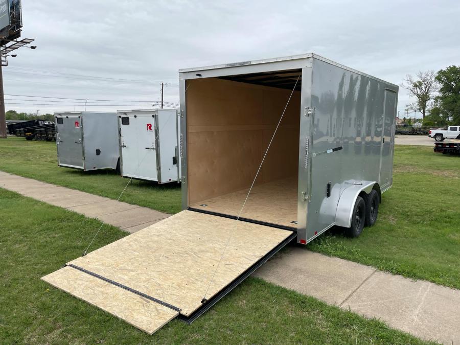RC 2025 7'x16'x6.5'IH TA FLAT TOP WEDGE ENCLOSED TRAILER-Silver Image 0
