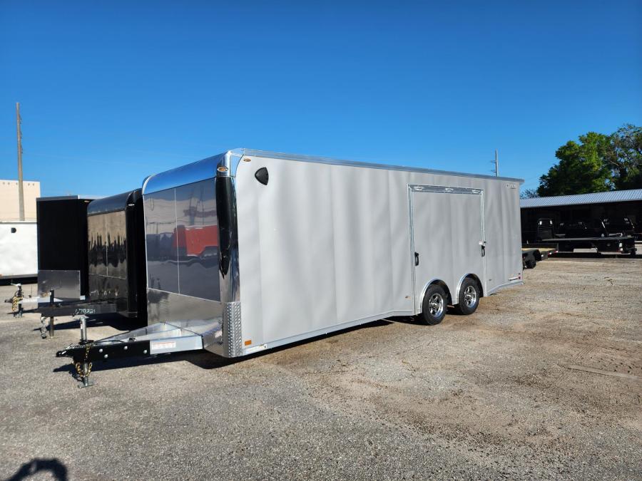 TRAILMASTER 8.5X24' TA RACE Trl, Car Hauler Pkg, White Walls & Ceiling, Escape Door, Coin Rubber Floor, Alum Wheels, All Aluminum Image 0