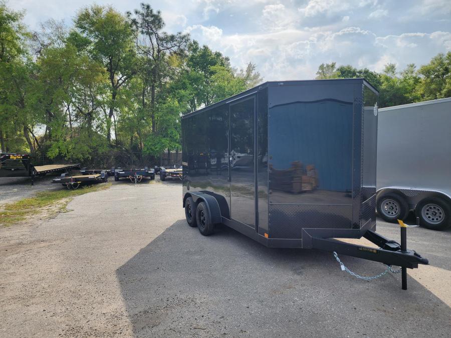 Cargo 7 x 14 TA, V-Nose, Ramp, 7' Tall, Blackout Pkg, Polycore Exterior, LED LTS, Bar Lock Side Door Image 0