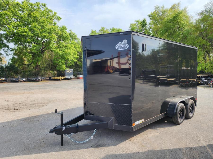 Cargo 7 x 14 TA, V-Nose, Ramp, 7' Tall, Blackout Pkg, Polycore Exterior, LED LTS, Bar Lock Side Door Image 1