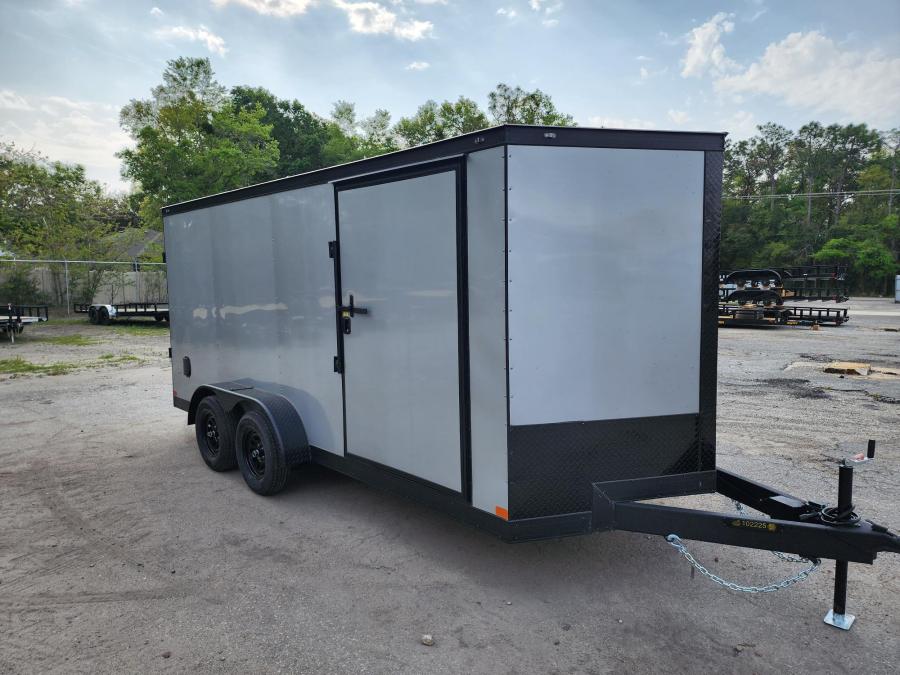 Cargo 7 x 16 TA, V-Nose, Ramp, Bar Lock Side Door, LED LTS Image 0