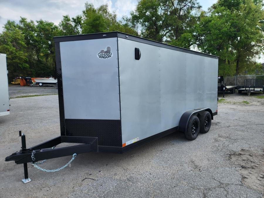 Cargo 7 x 16 TA, V-Nose, Ramp, Bar Lock Side Door, LED LTS Image 1