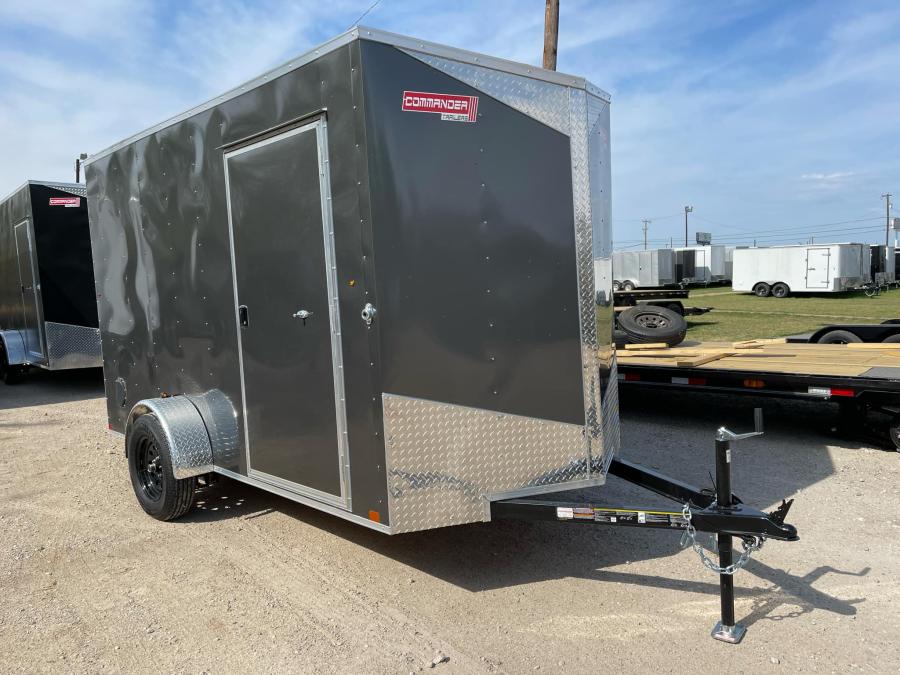 Commander CARGO 6X12X6.5IH SA RAMP RR ENCLOSED V-Nose-Gray Image 0