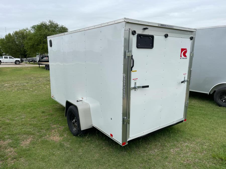 RC 2025 6'x12'x6'IH SA FLAT TOP WEDGE ENCLOSED TRAILER-White Image 2