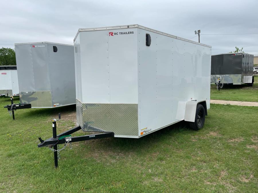 RC 2025 6'x12'x6'IH SA FLAT TOP WEDGE ENCLOSED TRAILER-White Image 0