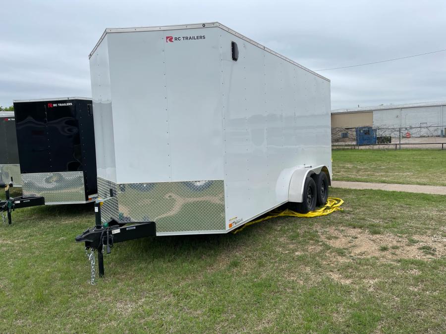 RC 2025 7'x16'x6.5'IH TA FLAT TOP WEDGE ENCLOSED TRAILER-White Image 0