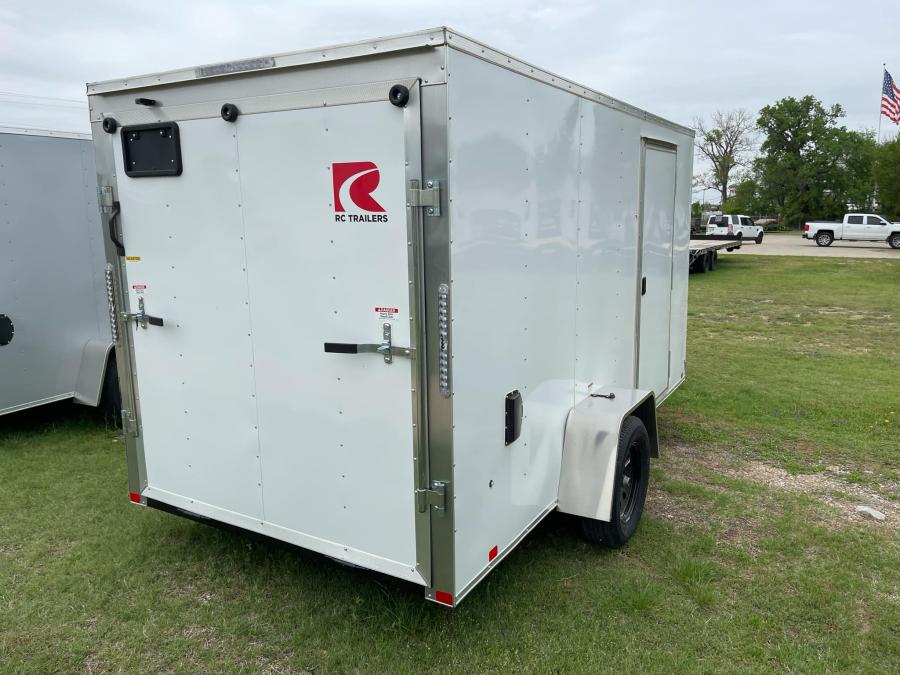 RC 2025 7'x16'x6.5'IH TA FLAT TOP WEDGE ENCLOSED TRAILER-White Image 3