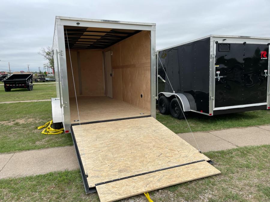 RC 2025 7'x16'x6.5'IH TA FLAT TOP WEDGE ENCLOSED TRAILER-White Image 5
