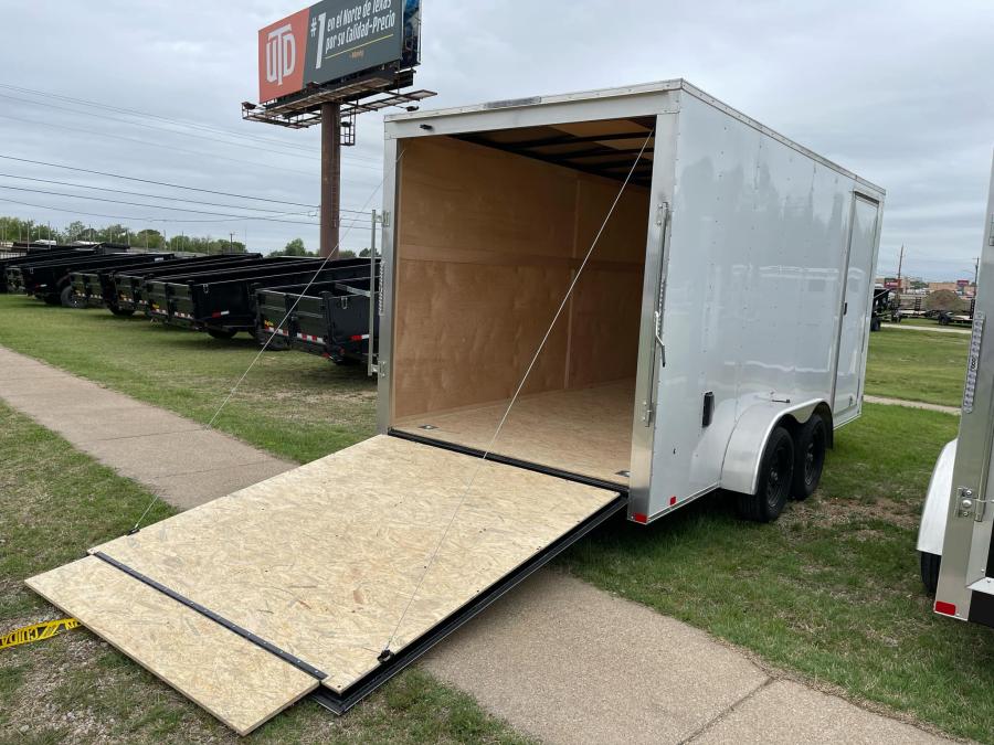 RC 2025 7'x16'x6.5'IH TA FLAT TOP WEDGE ENCLOSED TRAILER-White Image 6