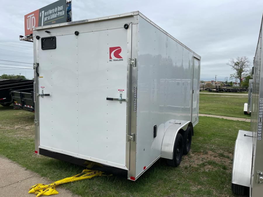 RC 2025 7'x16'x6.5'IH TA FLAT TOP WEDGE ENCLOSED TRAILER-White Image 7