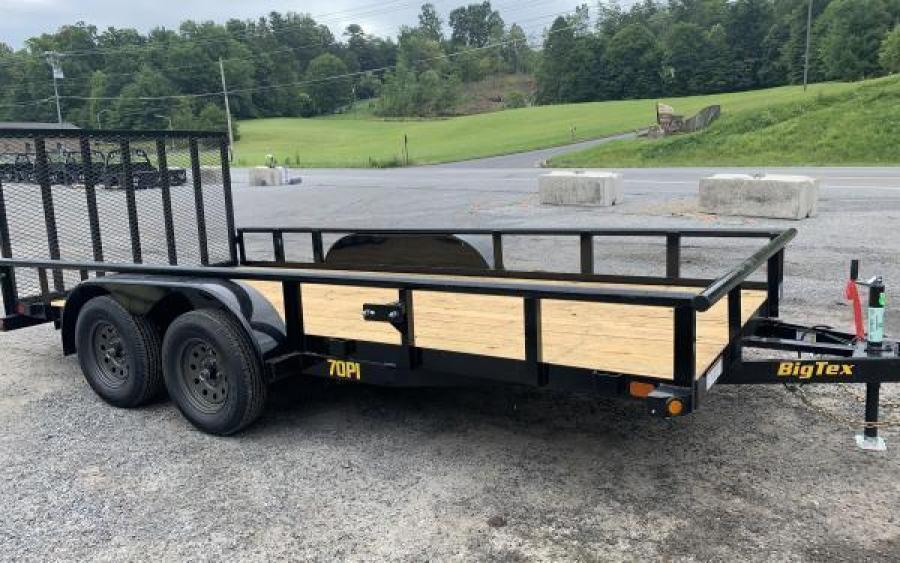 Big Tex 70PI 7K TAND SQ TU UTL 83"x16' Spring Assisted Ramp, LED LTS, Spare Tire Mount, Elec Brakes Image 0