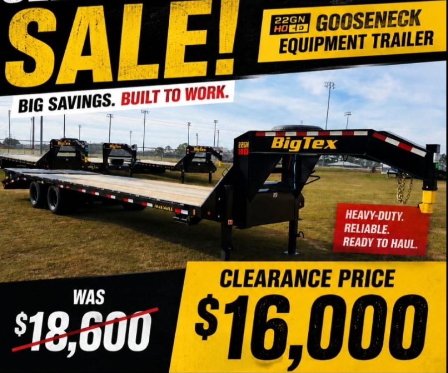 Big Tex 22GN, Gooseneck, 102″ x 40′, 23.9K, Dovetail, Mega Ramps Image 0