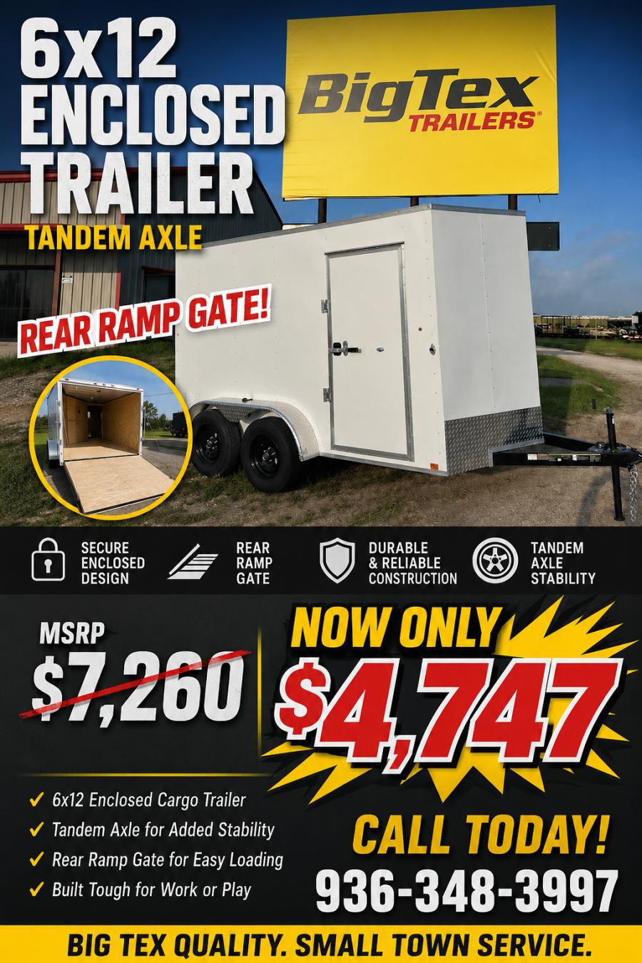 6X12 V NOSE ENCLOSED STD RAMP DOOR 7K Image 0