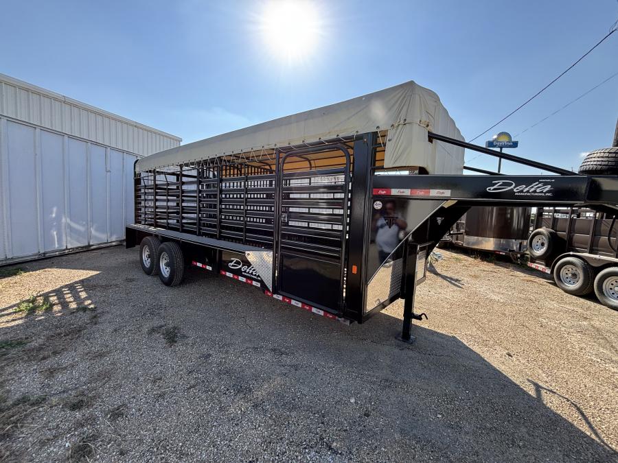 6’8″x20’x6’6″ gooseneck livestock trailer by Delta Image 1