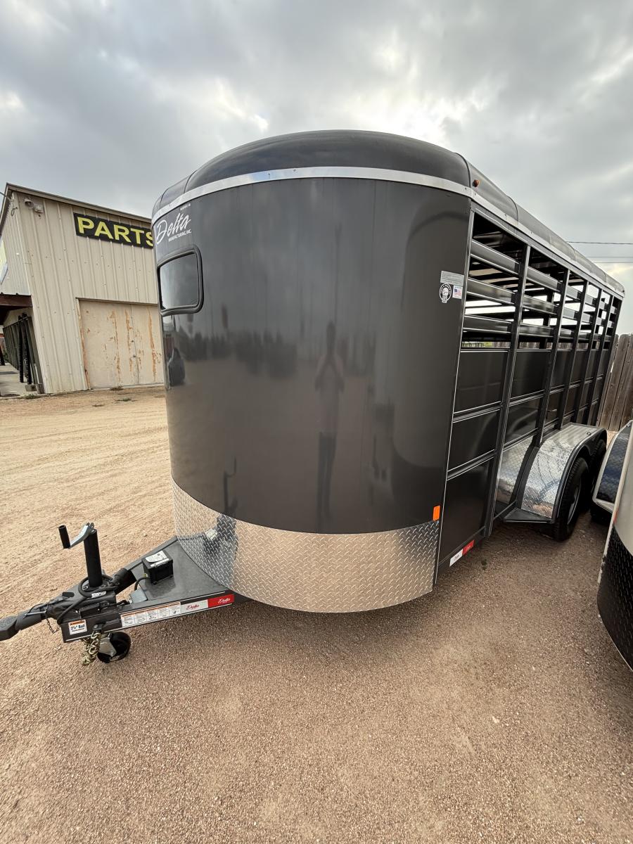 6’8″x16’x6’6″ 10.4K GVWR livestock trailer by Delta Image 1