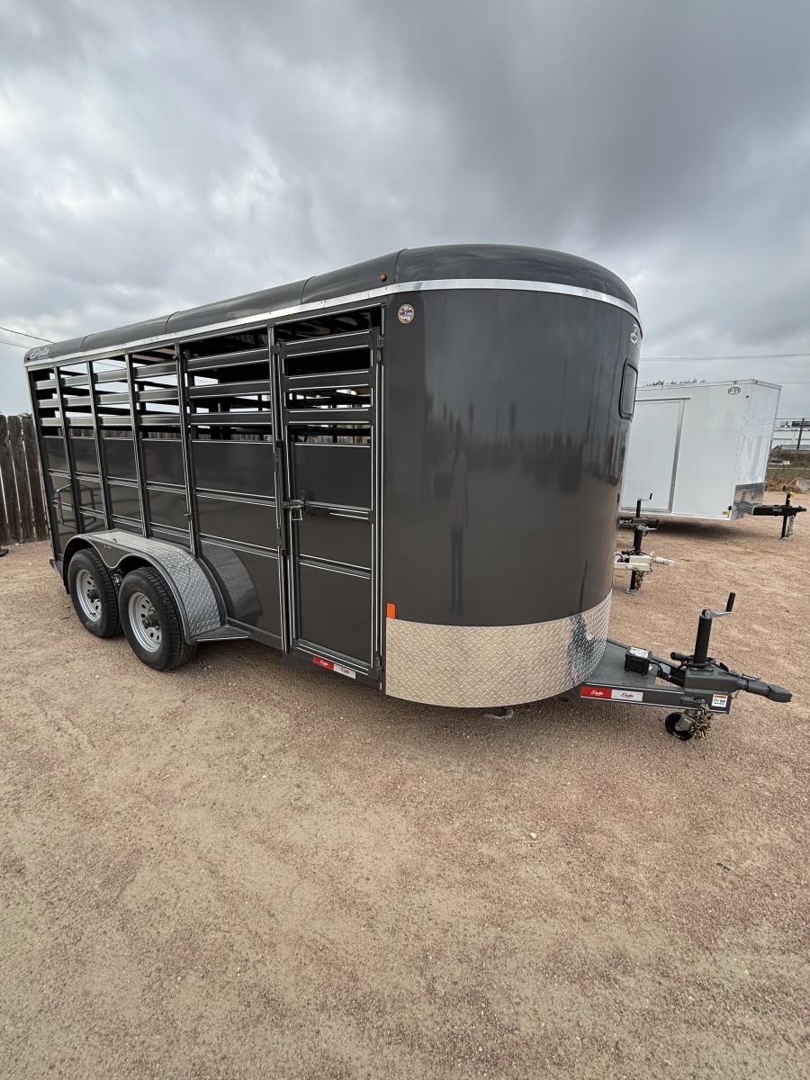 6’8″x16’x6’6″ 10.4K GVWR livestock trailer by Delta Image 0