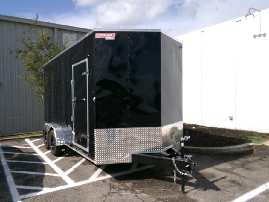6X12 V NOSE ENCLOSED STD RAMP DOOR 7K TANDEM BLACK CARGO Image 0