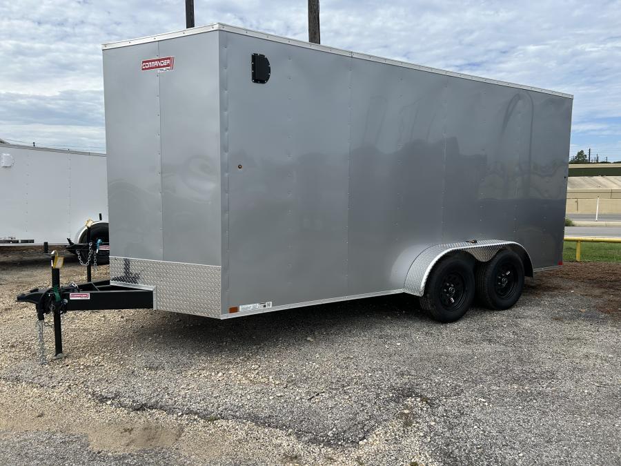 7X14 V NOSE ENCLOSED STD RAMP DOOR 7K TANDEM SILVER CARGO Image 0