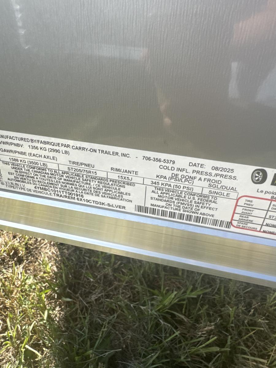 6X10 6X10 V NOSE ENCLOSED STD RAMP DOOR 3K BY CARRY ON Image 3