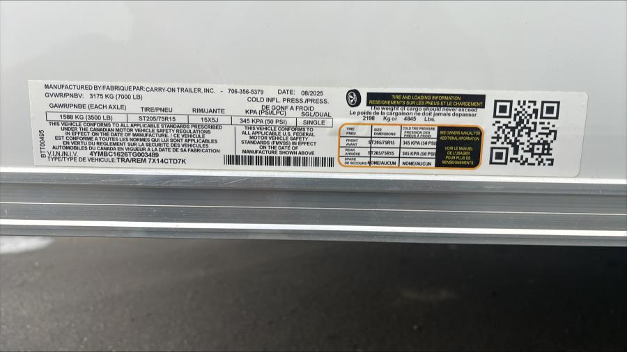 7X14 7X14 V NOSE ENCLOSED STD RAMP DOOR 7K BY CARRY ON Image 6