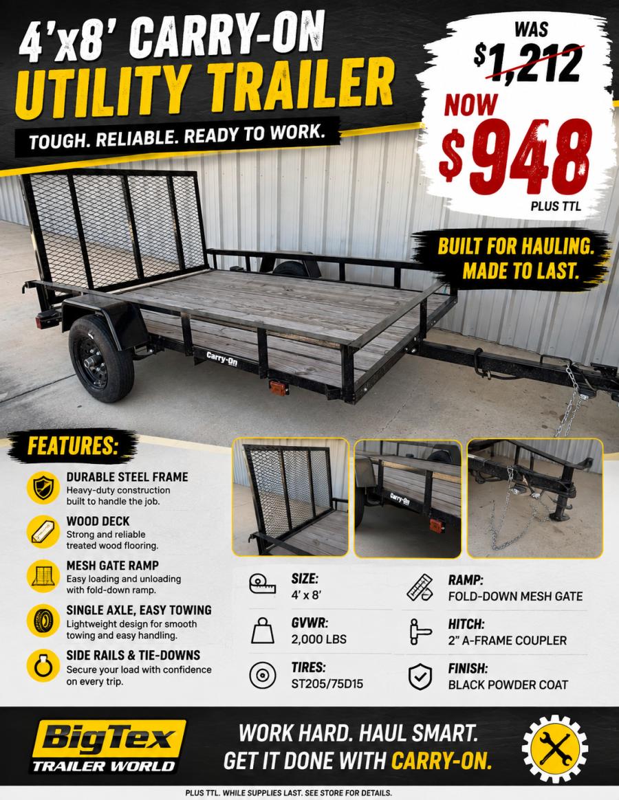 5X8G 5X8 UTILITY 2K WOOD FLOOR TRAILER- BY CARRY ON Image 0