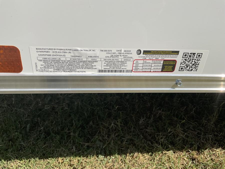 7X14 7X14 V NOSE ENCLOSED STD RAMP DOOR 7K BY CARRY ON Image 0