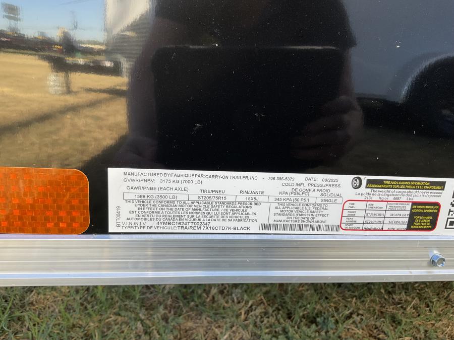 7X16 7X16 V NOSE ENCLOSED STD RAMP DOOR 7K BY CARRY ON Image 0