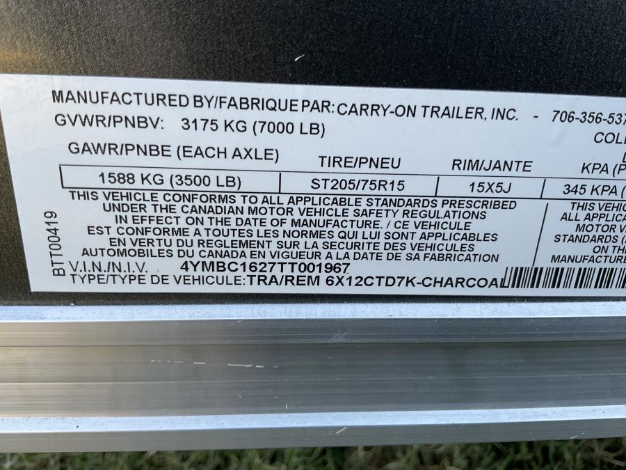 CARRY-ON CT 6X12 V NOSE ENCLOSED STD RAMP DOOR 7K BY CARRY ON Image 0