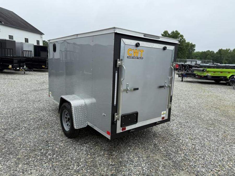 CW Enclosed 5 x 10 SA, V-Nose, Ramp, LED LTS, Radial Tires Image 0