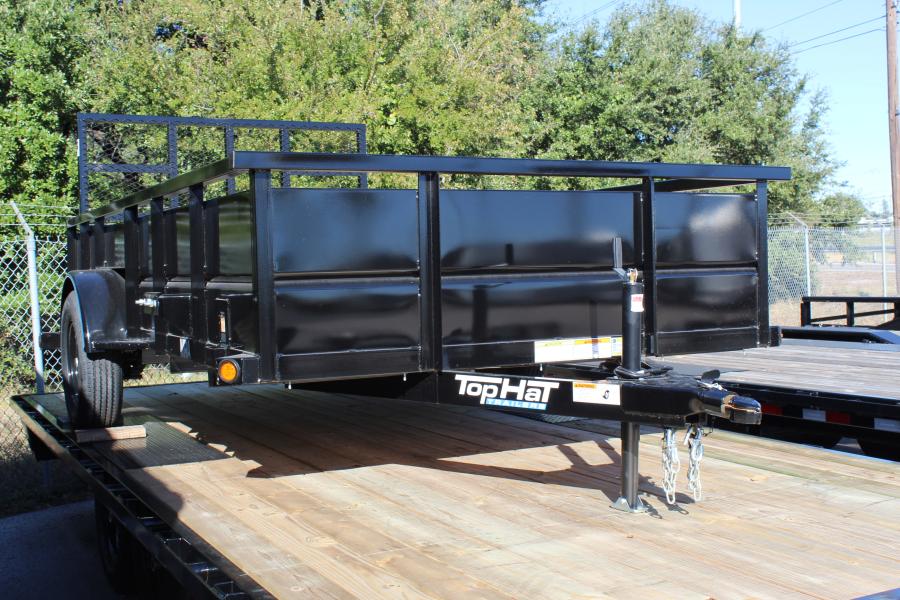 77"x12' single axle utility trailer with steel sides by Top Hat Image 1