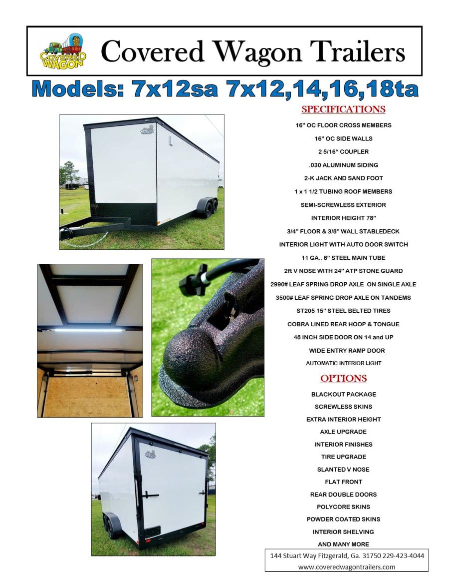 CWG7 Cargo 7 x 16 TA Gold Line by Covered Wagon Trailers Image 5