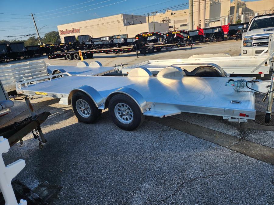 Aluma 8220 Aluma 82″ x 20′ TA Car Hauler, 5200# Axles, Alum Wheels, Ramps, Elec Brakes Image 0