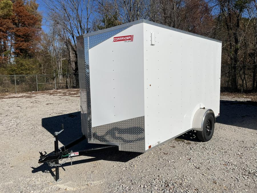 6X12 V-Nose Cargo Trailer w/ Rear Ramp Door. Single Axle Image 0