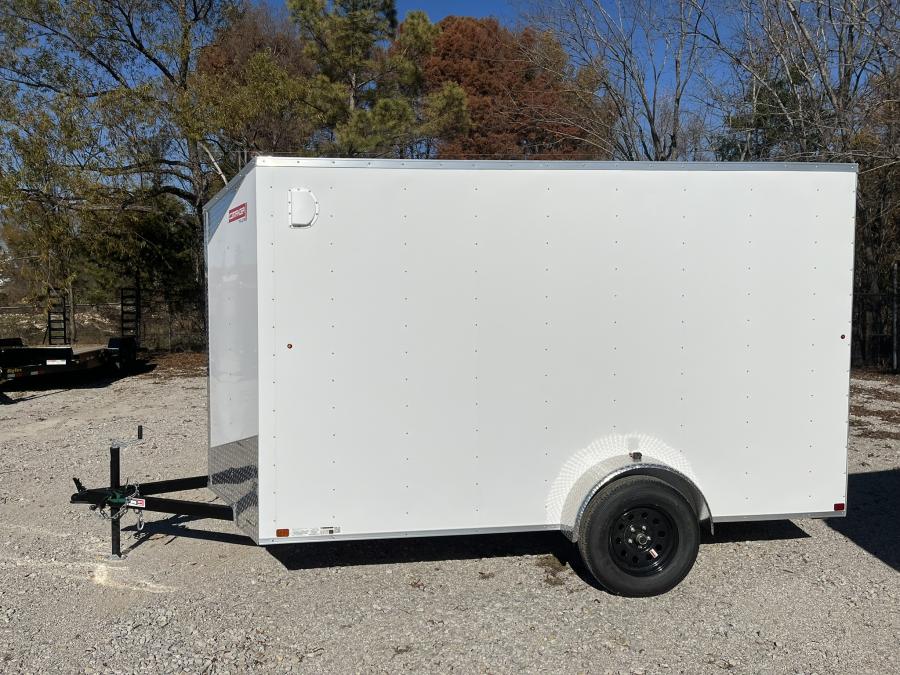 6X12 V-Nose Cargo Trailer w/ Rear Ramp Door. Single Axle Image 1