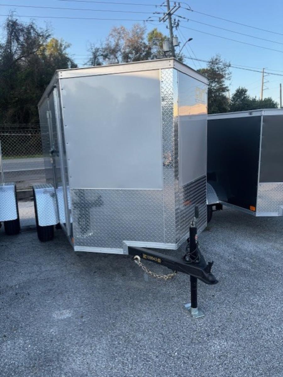 CWG5 COVERED WAGON 5X8 ENCL SA RAMP DOOR SILVER Image 1