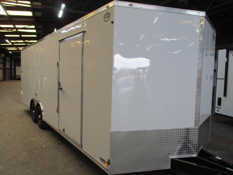 VHW8.5X24 ENCLOSED TRL, 6'10", 54" X-TNG, SIDE BLINKER, RAMP, WHITE Image 0