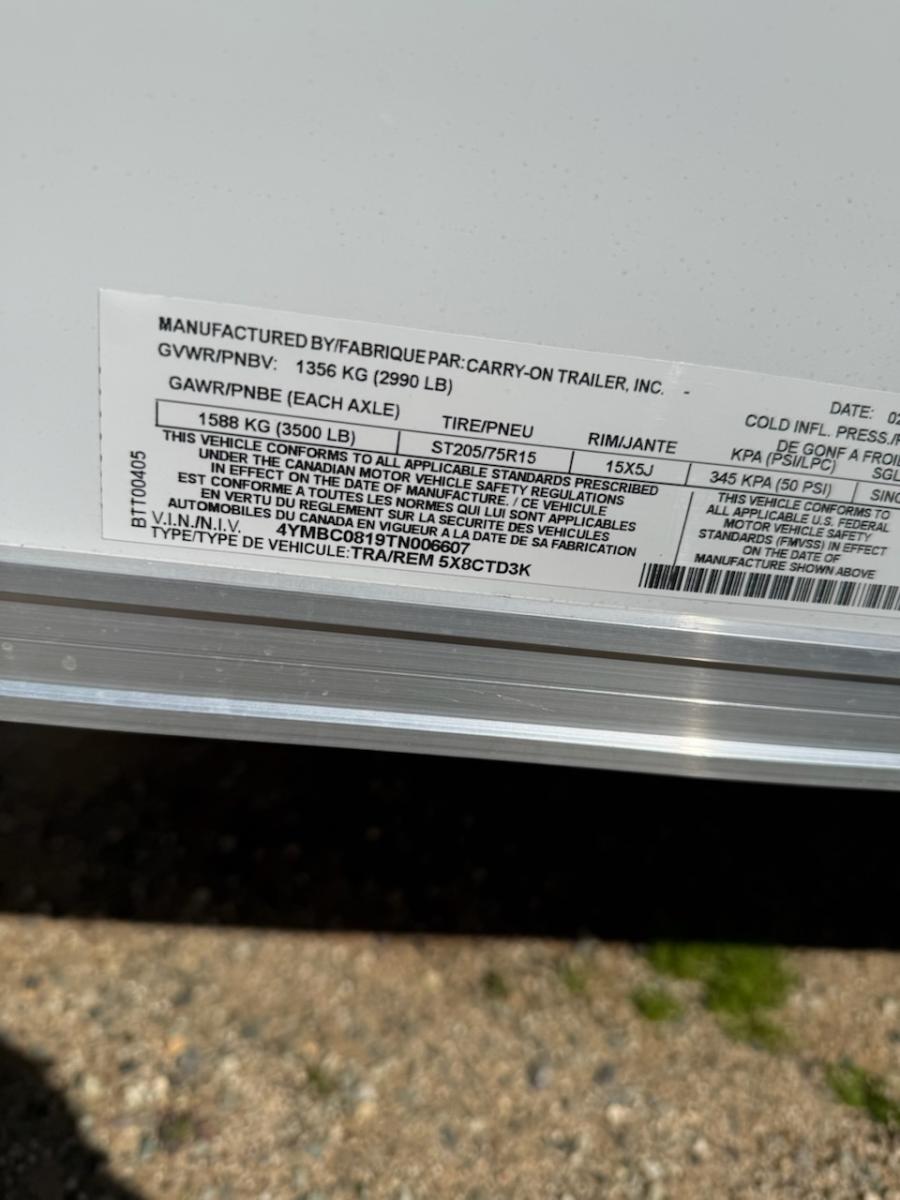 5X8C 5X8 V NOSE ENCLOSED STD RAMP DOOR 3K BY CARRY ON Image 3