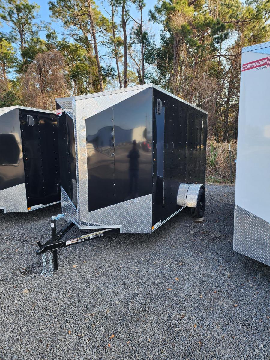 6X12 CARRY-ON ,ENCLOSED, Sloped V-Nose, Ramp, Side Door, LED LTS Image 0