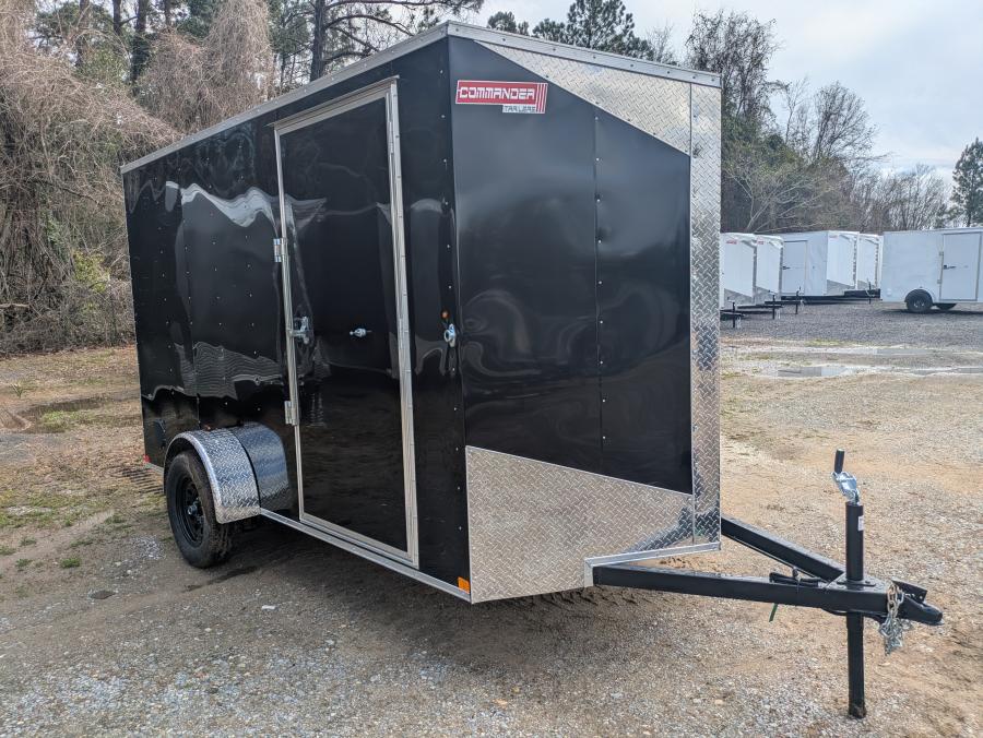 6X12 CARRY-ON ,ENCLOSED, Sloped V-Nose, Ramp, Side Door, LED LTS Image 1