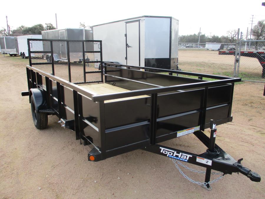 TOP HAT 14X83 SINGLE AXLE, 24" SOILD SIDES, 4' RAMP GATE Image 0