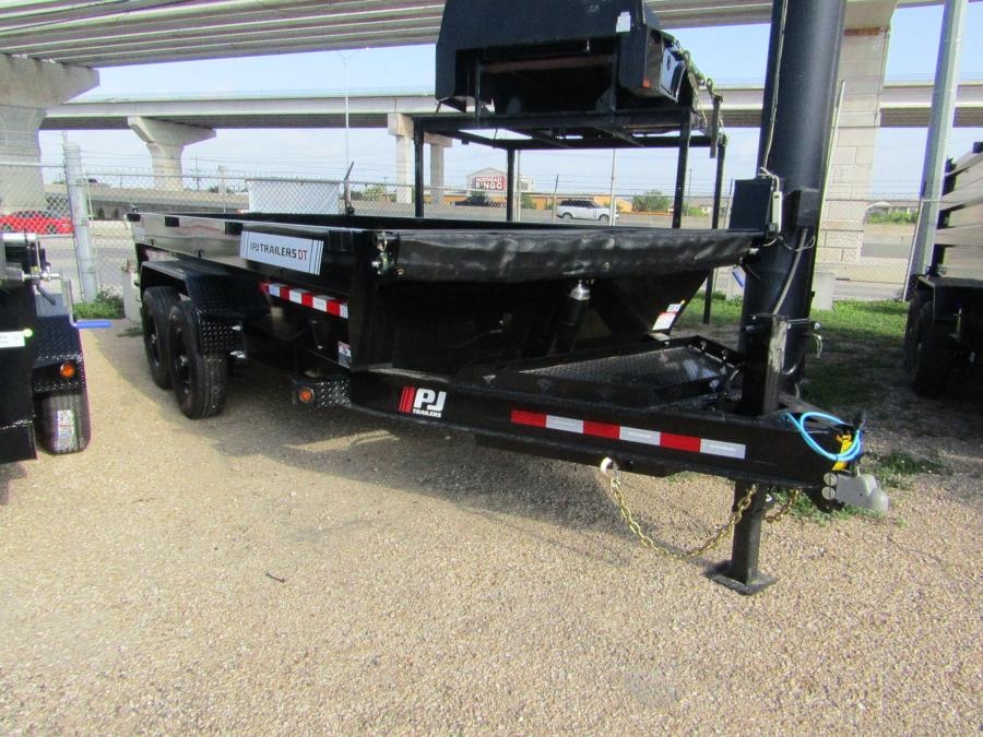PJ TRAILERS DT1J PJ 7X16 TELEDUMP,EB2,SM,TK,SIR 2SIDE,2WG,BK Image 0