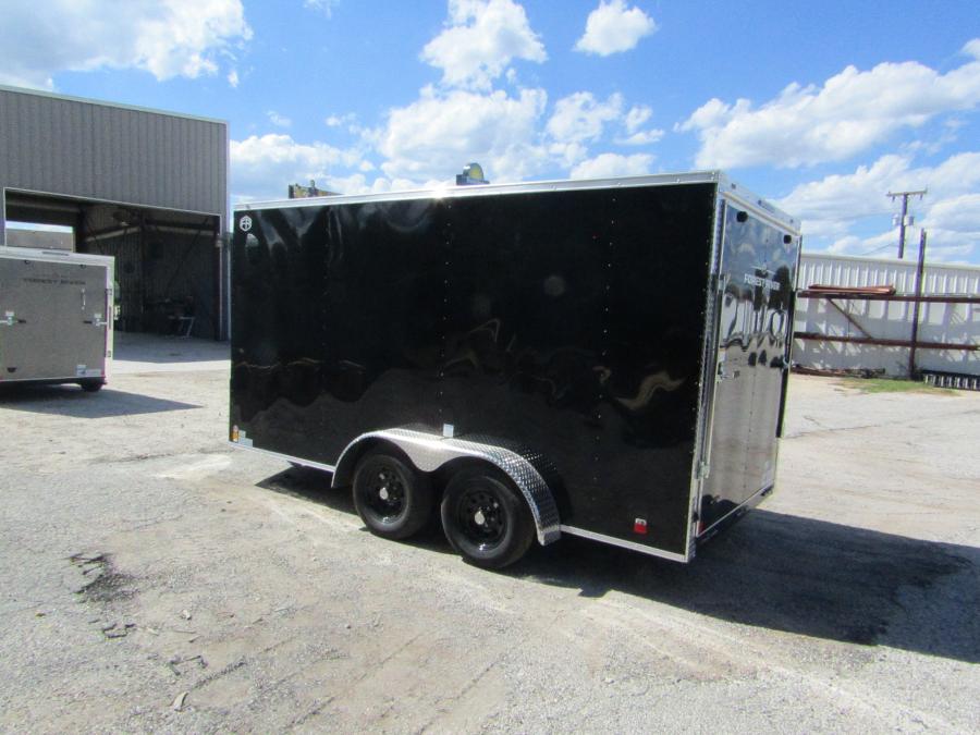7X16 TANDEM AXLE ENCLOSED TRAILER W/ SIDE DOOR, REAR RAMP DOOR, 6'5" HT, BLACK Image 2