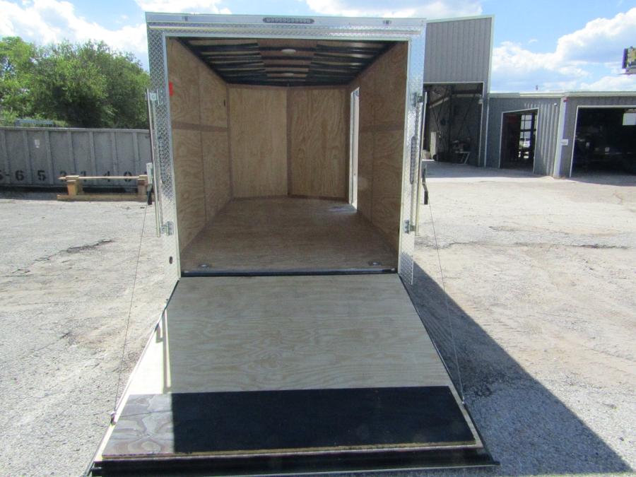 7X16 TANDEM AXLE ENCLOSED TRAILER W/ SIDE DOOR, REAR RAMP DOOR, 6'5" HT, BLACK Image 3