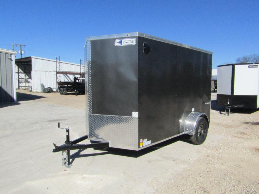 5X10 SINGLE AXLE ENCLOSED TRAILER W/ SIDE DOOR, REAR RAMP DOOR, 5'5" HT, D RINGS, STAB JACKS, CHARCOAL GRAY Image 2