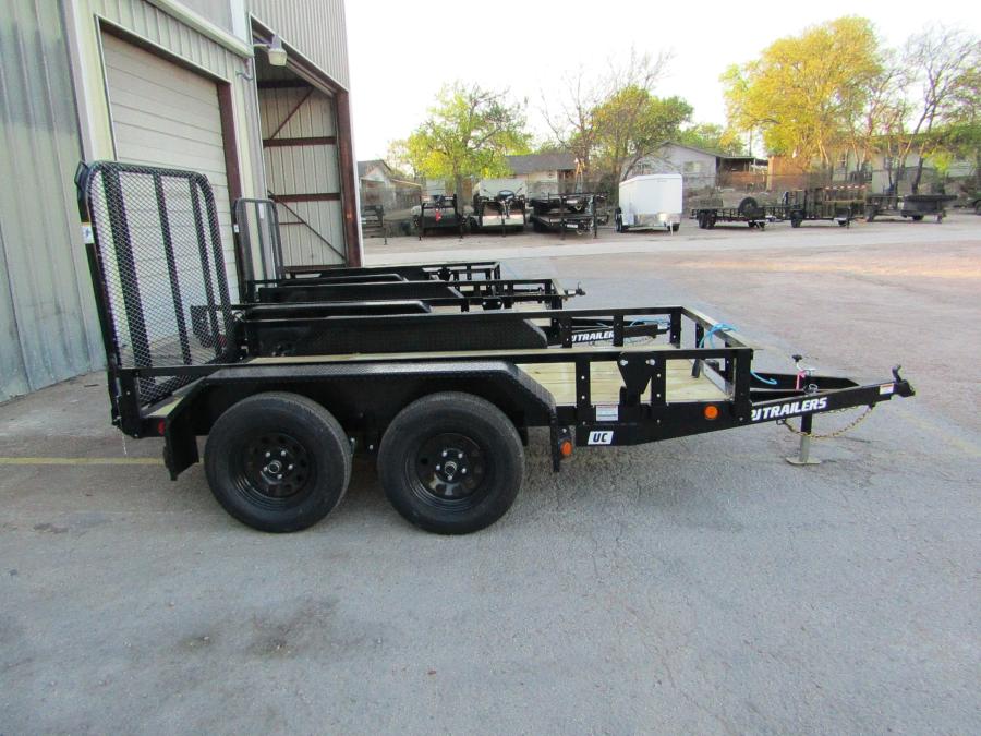 5X12 TANDEM AXLE UTILITY TRAILER W/ REMOVABLE RAILS, ATP FENDERS, REAR RAMPGATE, ELEC BRKS Image 1