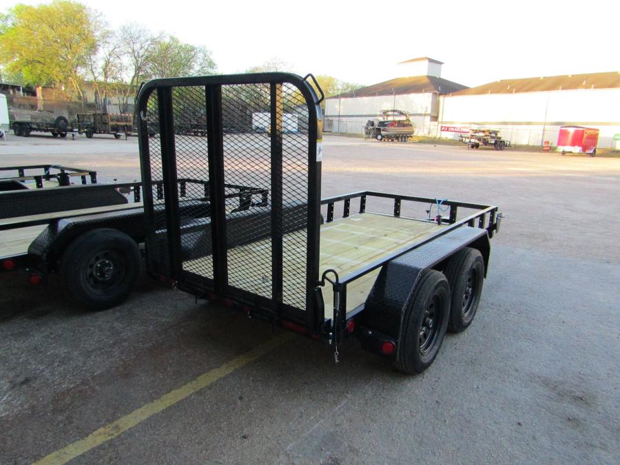 5X12 TANDEM AXLE UTILITY TRAILER W/ REMOVABLE RAILS, ATP FENDERS, REAR RAMPGATE, ELEC BRKS Image 2