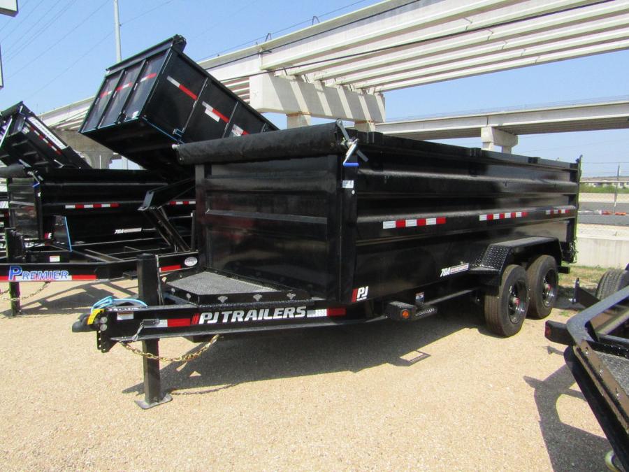 PJ TRAILERS DXT1 PJ 7X16 DUMP 8K OILB, LR-H, ES SBS,HYD JACK, ST,4 FT SIDES BK Image 5