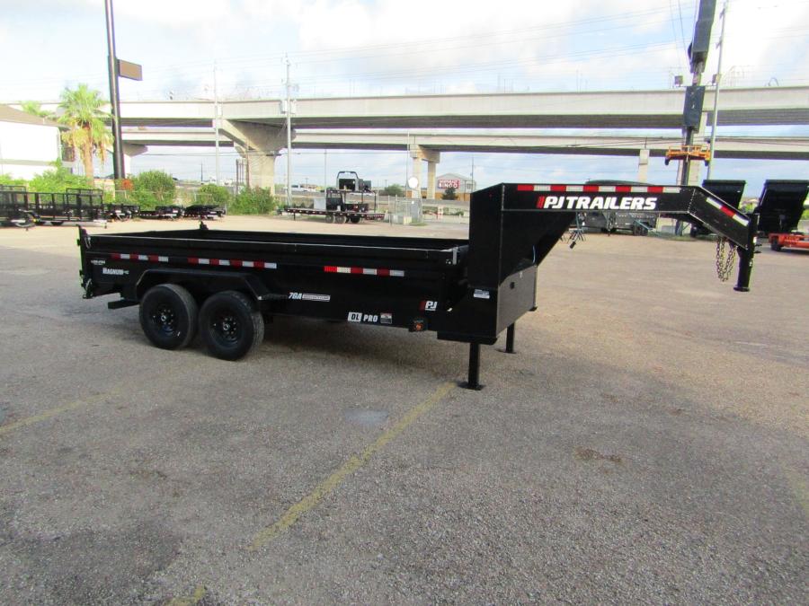 7X16 GN DUMP TRAILER W/ HYD JACKS, 20K SCISSOR LIFT, RAMPS, TARP, 24" SIDES Image 0