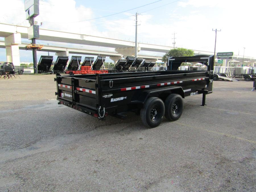 7X16 GN DUMP TRAILER W/ HYD JACKS, 20K SCISSOR LIFT, RAMPS, TARP, 24" SIDES Image 1