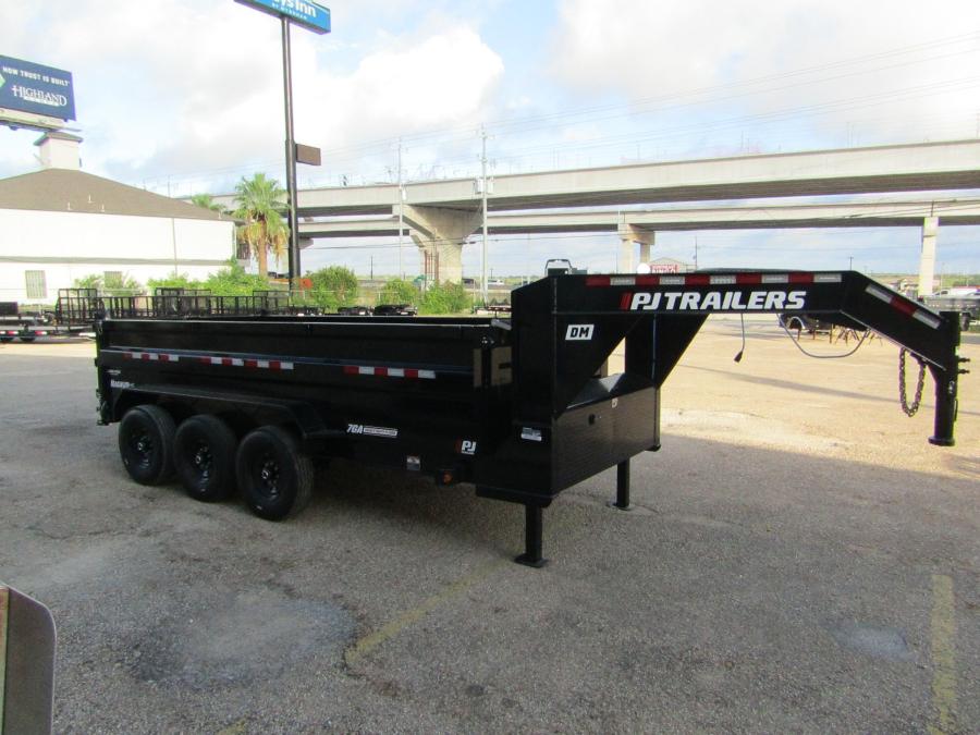 7X16 GN DUMP TRAILER W/ 3-7K AXLES, 14 PLY TIRES, 36" SIDES, HYD JACKS, RAMPS, TARP Image 0